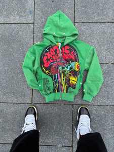 Nuevo diseño personalizado de los hombres serigrafía de gran tamaño de algodón serigrafía manga capucha Streetwear botones Sudadera con capucha 2025 - Product Image 2