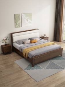 High Quality Wooden Bedroom <b>Beds</b> Bedside Minimalist Scandinavian Solid Wood <b>Platform</b> <b>Bed</b> for Modern Bedroom - Product Image 2
