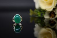 Bague en Onyx Vert Naturel Faite à la Main avec Sertissage en Argent Sterling 925, Bijoux en Gros, Fournisseur Indien, Fiançailles, Mariage