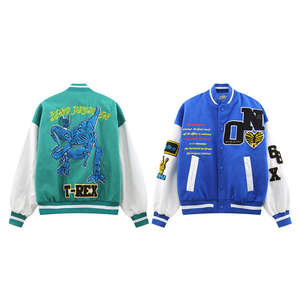 แจ็กเก็ตเบสบอลสำหรับผู้ชายเสื้อแจ็กเก็ตกันหนาวแบบลำลองปกตั้งมีหลายสี - Product Image 6