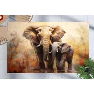 Alfombra de Elefante para Mamá y Bebé, Alfombras de Animales Salvajes, Alfombra Suave con Pelo Largo - Product Image 1