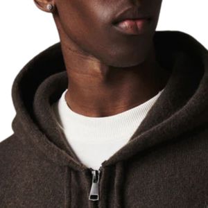 Sweat à capuche zippé en tricot marron avec emblème – Vêtement décontracté et confortable pour hommes et femmes – Sweat à capuche zippé élégant avec logo pour un confort quotidien - Product Image 4