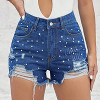 Celana Pendek Denim Pria Desain Khusus Terbaru, Pinggang Tinggi, Kancing, Berbulu, Motif Batu, Bahan Bernapas, Cocok untuk Musim Panas