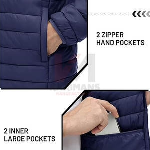 แจ็กเก็ตขนเป็ดน้ำหนักเบาให้ความอบอุ่นสำหรับผู้ชายเสื้อคลุมแบบควิลท์4กระเป๋ากันน้ำลำลองใส่นอกบ้านกันลม - Product Image 6
