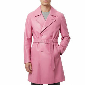 Best Material Made <b>Men</b> Leather <b>Coat</b> Low Moq Breathable Casual Wear <b>Men</b> Leather Long <b>Coat</b> In Stock - Product Image 1