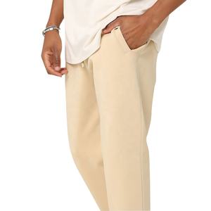 Pantalon de survêtement long 100% coton à cordon de serrage pour hommes, couleur unie, motif de jogging, pantalon Streetwear léger - Product Image 1