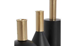 Black and Gold Finishing Set of 3 <b>Small</b> Rectangular, Circular and Cylinder Shape High Quality <b>Candle</b> Holder for Home Decoration - Product Image 3