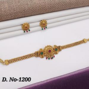 Antique Gold Finish Women Choker <b>Necklace</b> <b>Set</b> with Traditional Jewelry for Women Festival <b>and</b> Bridal Wear Use for Export Selling - Product Image 4
