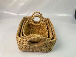 Juego de 3 cestas de almacenamiento rectangulares de jacinto de agua - Product Image 4