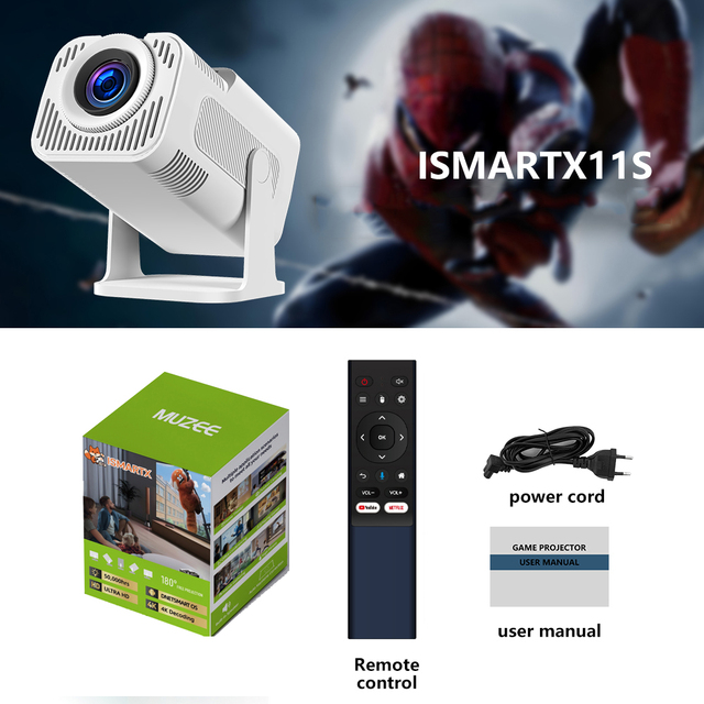 Newest ISMARTX11 Portable Android 13 4K WiFi Mirror Screen Mini Projector with Short Throw 1GB/2GB RAM 8GB/16GB ROM Home Use