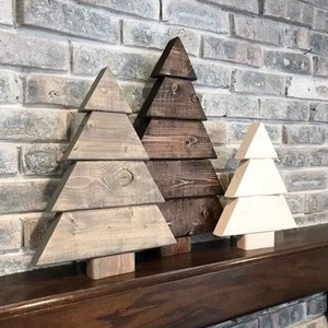 Arbre de Noël unique, décoration écologique, cadeau fait main, arbre en bois ornemental de haute qualité, personnalisable, en cerisier - Product Image 1