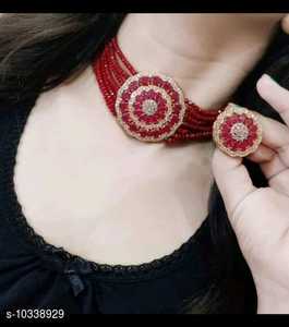 Fabricant de mariée indien plaqué or de haute qualité perle AD CZ collier ras du cou ensemble pour filles femmes mariage - Product Image 1