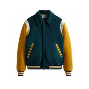 Venta al por mayor superventas de lana de calidad superior personalizado chaquetas de los hombres de cuello alto botón abajo chaqueta de béisbol de la universidad para los hombres - Product Image 6