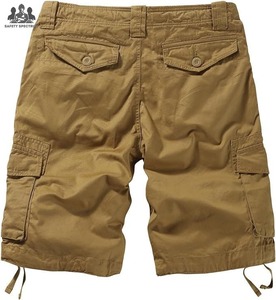 Shorts cargo unis pour hommes, style streetwear |   Chemise à boutons 100% coton sergé |   Séchage rapide, respirant |   Décontracté d'été |   OEM - Product Image 4