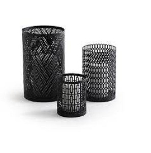 Pot de bougie en métal noir créatif simple de forme ronde pour la décoration de table de maison et d'événement pot de cire de bougie vide - Product Image 4