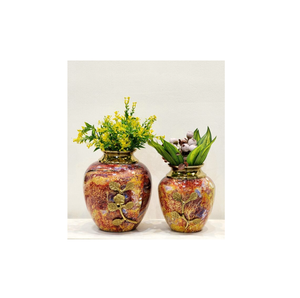 Vases en métal multicolore couleur marbre lot de 2 nouveaux pots de fleurs faits à la main Vase à fleurs en métal de style côtier vente en gros haute vente - Product Image 5