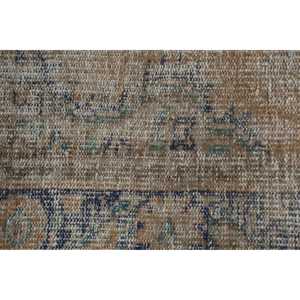 Turkish Rug 1,2x8,5 ft, <b>Brown</b> Blue Ikat <b>Wool</b> Vintage Rug - Product Image 5