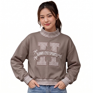 Custom Embroidered Streetwear Soft Cotton Mockneck Crewneck Pullover <b>Sweater</b> Jumper <b>Fleece</b> Oversized Women Mock Neck Sweatshirt - Product Image 1