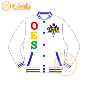 Customized Order Eastern <b>Star</b> Cotton Fleece Embroidered Varsity <b>Jacket</b> OES Breathable Quick Dry Zipper Closure Stand Women's - Product Image 3
