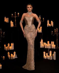 LM กระโปรงผ้าทูลประดับด้วยลูกปัดเลื่อมสำหรับ X661Corset ชุดราตรีงานเลี้ยงต้อนรับงานแต่งงานงานเต้นรำสีทองหรูหรา - Product Image 5