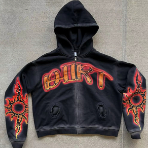 Service OEM Personnalisable 100% Sweat à capuche zippé graphique de haute qualité en coton polaire 300 à 380 g/m² - Product Image 1