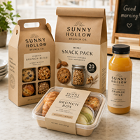 Boîtes d'emballage personnalisées pour brunch avec fenêtre, boîtes à collation en kraft et emballages cadeaux pour boulangeries, pour cafés