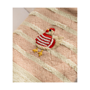 Serviette de cuisine en coton gris rayé brodée de poulets, 40x60cm, 180GSM, 200TC, torchon OEKO-TEX, faible MOQ, OEM, ODM, export Inde - Product Image 4