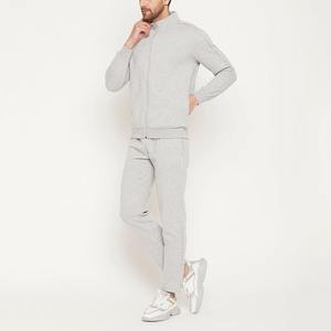 Ensemble de survêtement gris clair pour homme, veste à col montant zippée et pantalon de jogging en polaire, vêtements de sport décontractés chauds pour l'hiver, vêtements de sport pour la salle de sport - Product Image 2