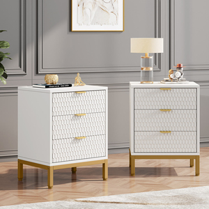 <span class=keywords><strong>Table</strong></span> <span class=keywords><strong>de</strong></span> <span class=keywords><strong>chevet</strong></span> moderne minimaliste <span class=keywords><strong>de</strong></span> luxe européenne blanche à 3 tiroirs (<span class=keywords><strong>bois</strong></span> et métal) pour chambre d'appartement - Product Image 6