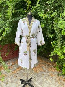 Robe kimono en lin gaufré, Robe de bain en lin Robe gaufrée, longue pour femme et homme, Robe de chambre - Product Image 2