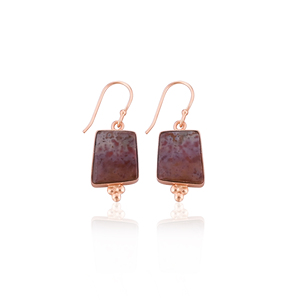 Chapado en oro rosa latón café jaspe piedra preciosa colgante pendiente hecho a mano encanto joyería boda compromiso regalo joyería - Product Image 1