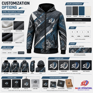 OEM Custom <b>Techwear</b> Hoodie Steel Mechanical Graphic Full Zipper Streetwear <b>Jacket</b> Wholesale Private Label - Product Image 5