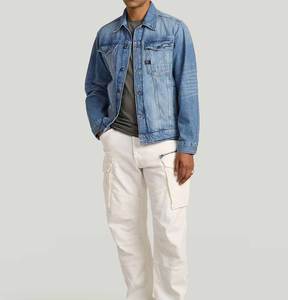 Veste en jean pour homme tendance, col montant, à capuche, respirante, décontractée, classique, bleu, streetwear, vêtements d'extérieur, printemps, automne, manteau, logo personnalisé - Product Image 5