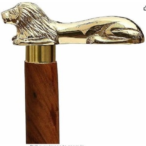 Bastón de madera con cabeza de león Vintage de alta calidad para hombres, fabricante indio, punta de goma - Product Image 1