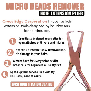 Professional hair <b>extensions</b> tools <b>Micro</b> Ring Bead Remover Pliers rose gold kit Human Hair <b>Extensions</b> Polished Custom Label - Product Image 4