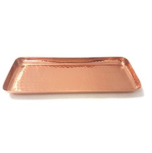 Elegantes bandejas de servicio de metal martillado de cobre a un precio asequible y personalización de calidad estándar disponible - Product Image 1