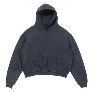 เสื้อฮู้ดดี้ผู้ชายทรงโอเวอร์ไซส์ ตัดสั้น สีพื้น ผ้าฝ้ายเฟรนช์เทอร์รี่ สวมหัว สไตล์ลำลอง สำหรับฤดูใบไม้ร่วง - Product Image 1