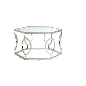 Table basse moderne hexagonale avec dessus en marbre, cadre en métal de qualité exclusive, décoration d'intérieur, meubles de salon élégants, articles de décoration intérieure - Product Image 1