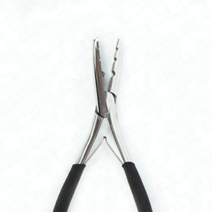 Pinzas al por mayor OEM de acero inoxidable plateado para extensiones de cabello con agarre de goma y herramienta para quitar cuentas para salón de belleza - Product Image 3