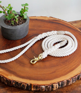 Correa para Perro Hecha a Mano con Cuerda de Algodón Natural Color Bronceado, 5 pies, Herrajes Dorados, Juego de Correa Trenzada Personalizada, Duradera - Product Image 2