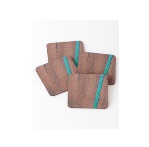 Wood and Resin Coasters for Home Office or <b>Christmas</b> Housewarming for <b>Table</b> Use Stylish Black Color Cups and Drinks - Product Image 5