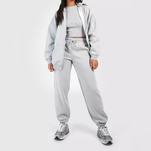 Ropa de calle OEM, chándal rojo con cremallera para mujer, venta al por mayor, conjunto de pantalones de dos piezas, logotipo personalizado, chándales holgados de gran tamaño con cremallera para correr - Product Image 4