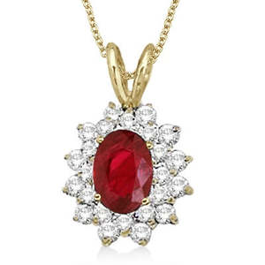 Pendentif géométrique en or jaune 14 carats avec accents de rubis et de diamants de 1,60 ct, perle d'eau douce en or blanc, symbole religieux chrétien pour cadeau - Product Image 2