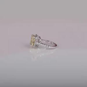 Glamorous 14KT Solid Gold Plated Stunning Lab Created Yellow Cushion Diamond Engagement <b>Ring</b> for Girls - Product Image 2