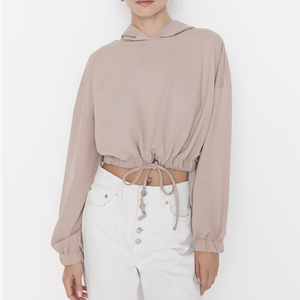 Sweat à capuche personnalisé pour femmes, pull décontracté, sweat-shirt oversize court avec col à capuche, service OEM - Product Image 1