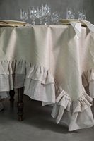 Nappe en lin brodée florale vintage Nature4u, style classique/postmoderne, décorations élégantes pour mariage, volant supérieur, 100% lin