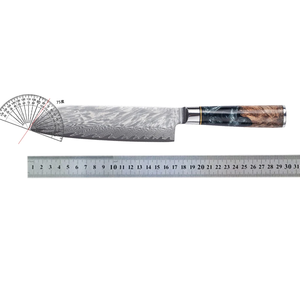 Venta al por mayor de calidad superior personalizada OEM ODM servicio japonés ultra afilado hoja de acero de Damasco cuchillo de cocina con mango de resina - Product Image 2
