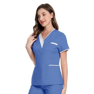 Été, hôpital gommages haut de gamme à la mode gommages Joggers soins infirmiers oblique fermeture éclair fantaisie uniformes hospitaliers médicaux femmes hommes gommage - Product Image 2