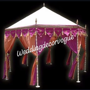 Tienda de campaña decorativa con dosel de diseño elegante para bodas con cortinas blancas superiores para lugares al aire libre Mandap Party Matrimonio y configuración de eventos - Product Image 4