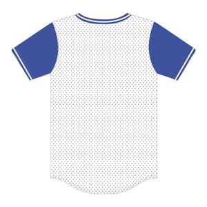 Phi Beta Sigma White Pullover <b>Baseball</b> Jersey with Blue Sleeves HBCU Greek Fraternity Apparel 100% Polyester Mesh <b>T</b> <b>Shirt</b> - Product Image 3